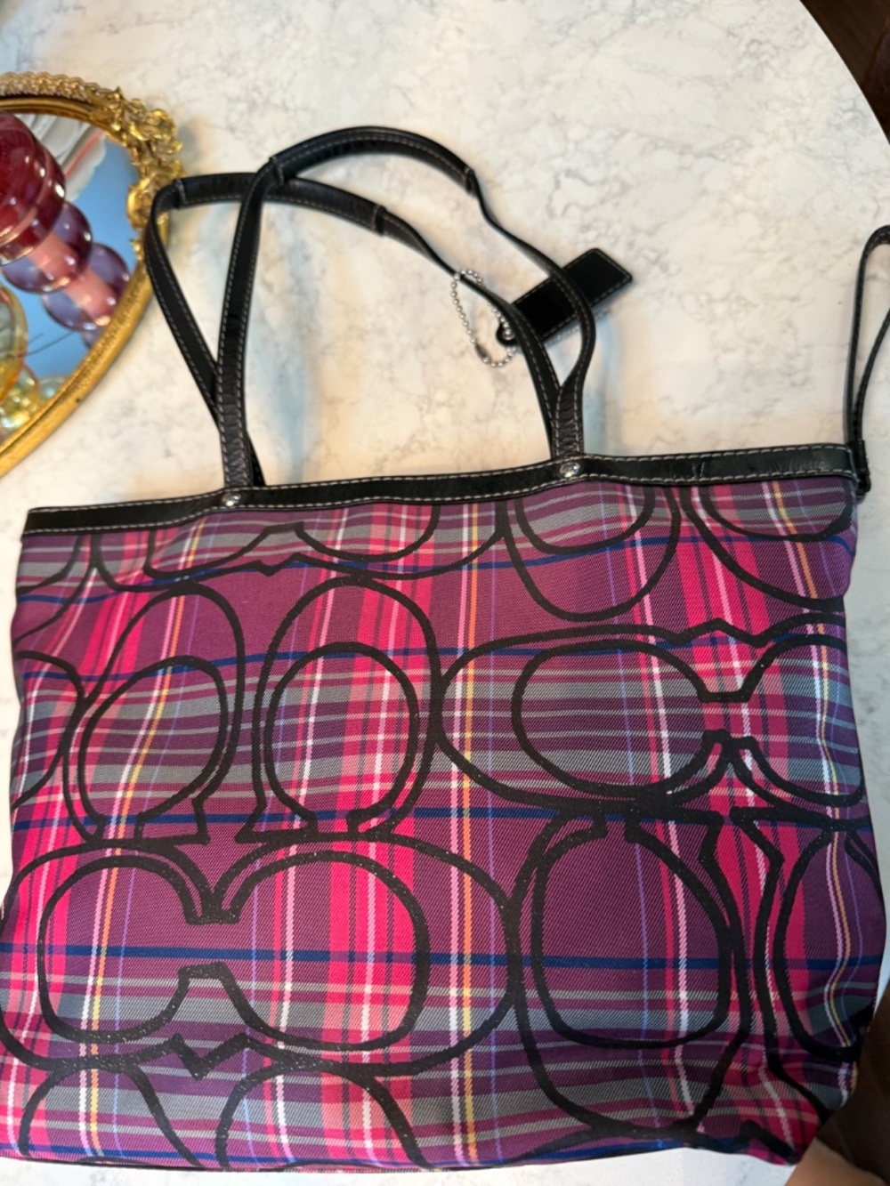 Coach Poppy Tartan Plaid Signature Tote - Picture 3 of 6
